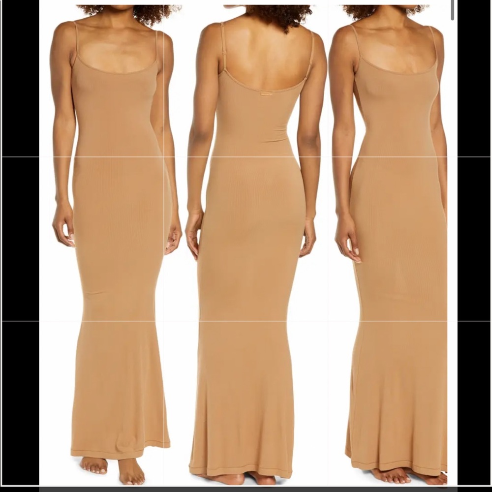 Skims ribbed long slip dress